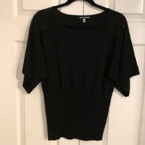 Cable & Guage Black Beaded Sweater, Size Small